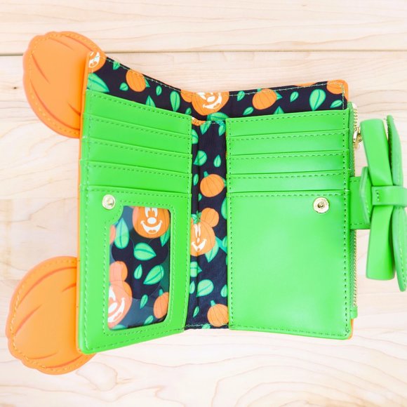 Loungefly Disney Glow Face Pumpkin Minnie Flap Wallet - Picture 4 of 4